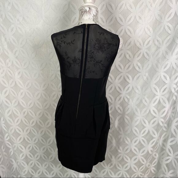 Van Caloen Made in Italy Peplum Mesh Collar Sheath Party Dress Size M - Picture 3 of 5